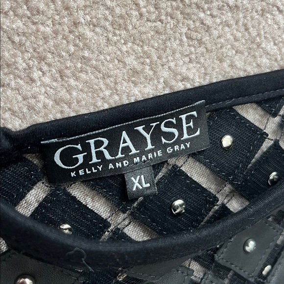 GRAYSE Kelly and Marie Gray 100% Lamb Leather Shell Dress Rivet Fringe XL NWOT - Picture 7 of 11